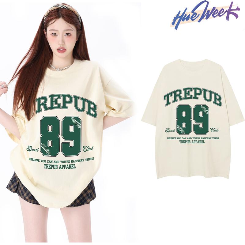 HUE WEEK. T-shirt Oversize American Retro High Street Style baju kaos 30s korea | Kaos baju Wanita pria/249 1