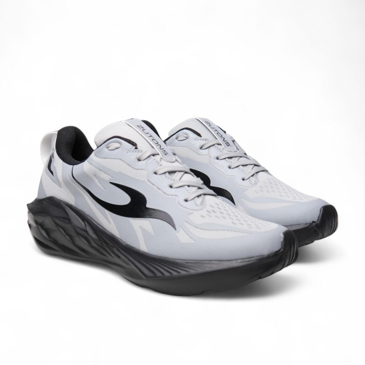 Zutons Racer Fast - Sepatu Olahraga Lari Unisex Abu Hitam Ultra Lightweight & Premium Breathability untuk Running Jogging dan Latihan Kebugaran Pria Outdoor dengan Desain Modern dan Sol Anti-Slip