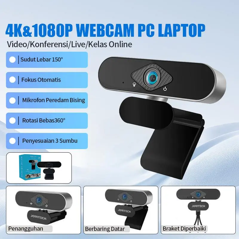 【COD】Kamera Web Laptop 4K HD 1080P USB Kamera Komputer dengan Mikrofon Kamera Konferensi Video Langsung Plug and Play