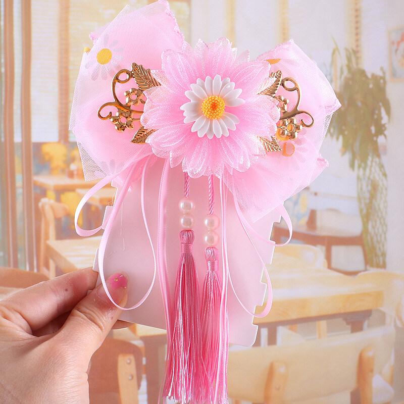 Product Introduction of Flowers Hairpins For Children New Bowknot Streamers Hair Accessories Fresh and Sweet Retro Jewelry Hairpins Gifts For Girls AKKU 18