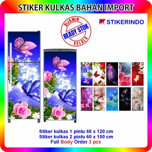 Stiker Kulkas 1 Pintu dan Stiker Kulkas 2 Pintu Motif Bunga Cantik