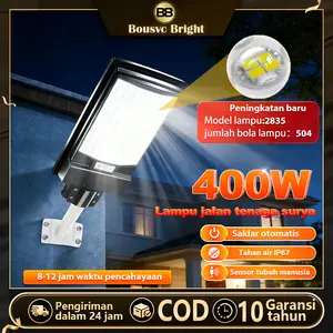 【Garansi 10 tahun】Lampu jalan baru 400W LED Lampu jalan tenaga surya Bahan yang ditingkatkan Pencahayaan jalan halaman belakang halaman depan 0 biaya listrik Tahan air IP67 Tahan peti Sensor gerak Otomatis menyala/mati Pencahayaan sepanjang malam