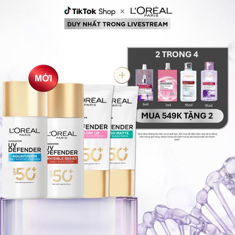 CHỐNG NẮNG PHỔ RỘNG THOÁNG DA UV DEFENDER L'OREAL PARIS 50ML (4 phân loại)