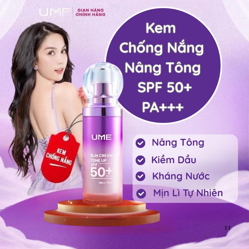Kem Chống Nắng Nâng Tông Kiềm Dầu Chính Hãng UME Ngọc Trinh SPF 50+ PA+++ 50gr - Hỗ Trợ Kháng Nước Bảo Vệ Da Che Khuyết Điểm Chăm Sóc Làm Đẹp Da - Skincare Nữ Dưỡng Ẩm Da Women - KCN Vật lý đa dầu da mặt dầu mụn nông tone dưỡng trắng phổ rộng
