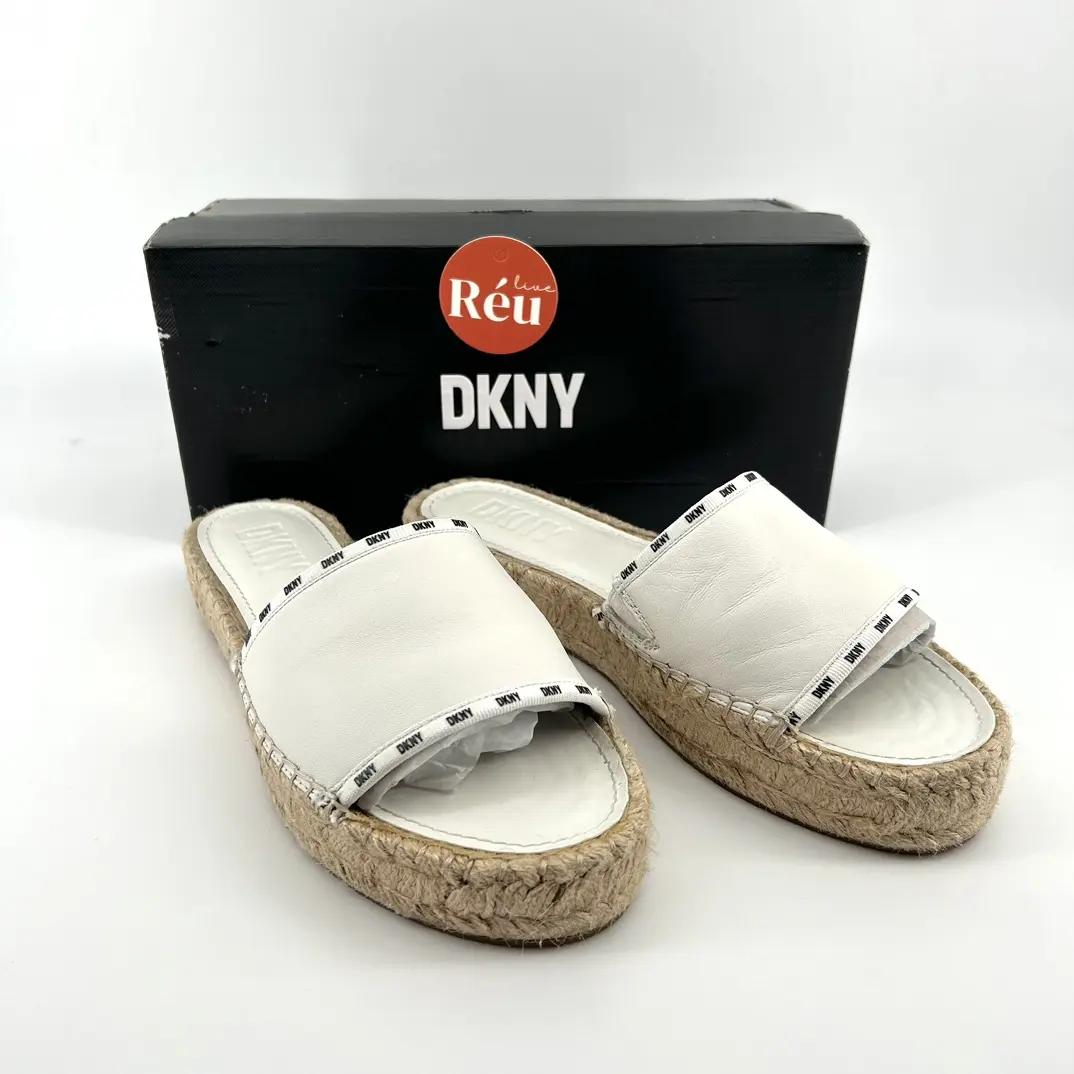 (Preowned) Reu 21692 DKNY - White leather Espadrilles Sandals 9