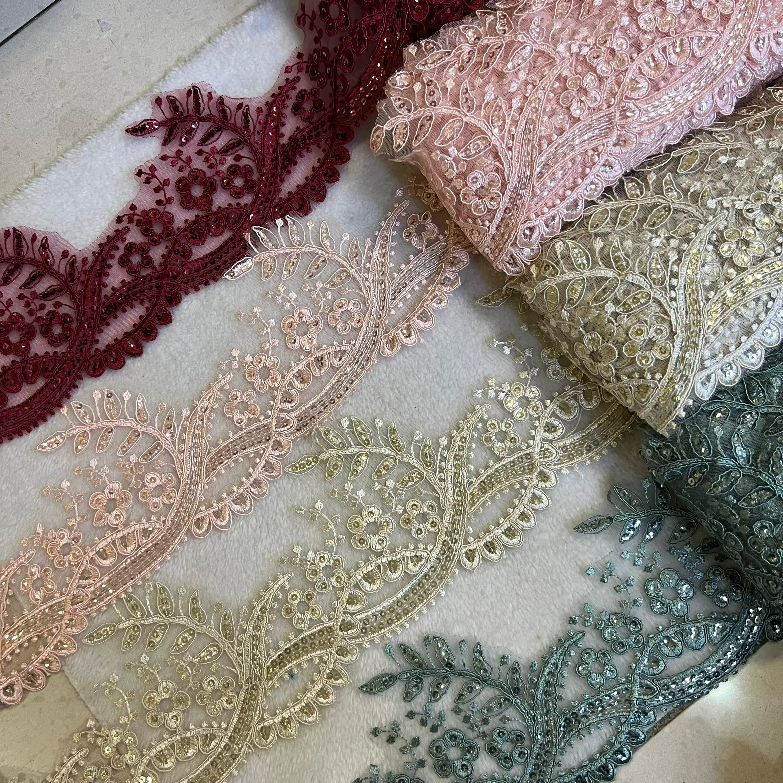 Border Lace Meter Sequins Lace Meter Lace Tinggi 13cm Lace Pengantin Lace Meter ,Trimming Renda Lace Meter 5185