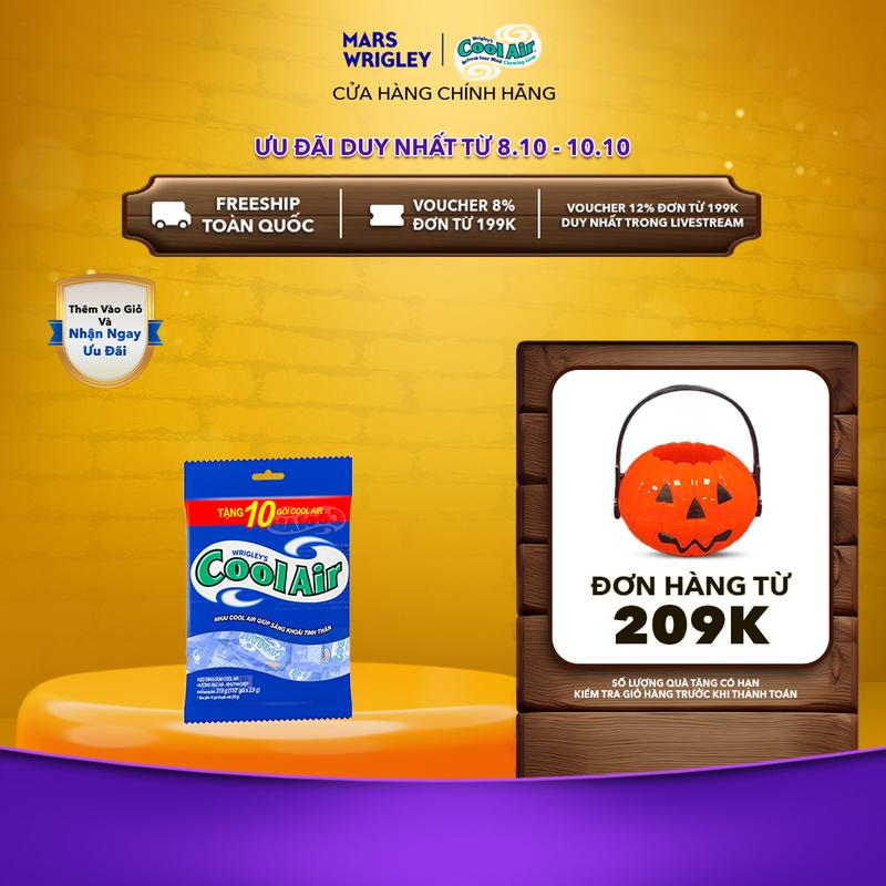 [100 gói tặng 10 gói] Kẹo Sing-Gum Cool Air Hương Bạc Hà-Khuynh Diệp (Túi gồm 100+10 Gói x 2 Viên Kẹo)