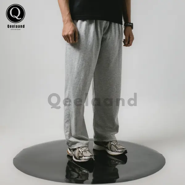 Qeelaand - Loose Pants Unisex Pria Wanita Celana Training Oversize Bahan Katun Flacee Korean Style Pria Wanita Sweatpants Loose Baggy 5