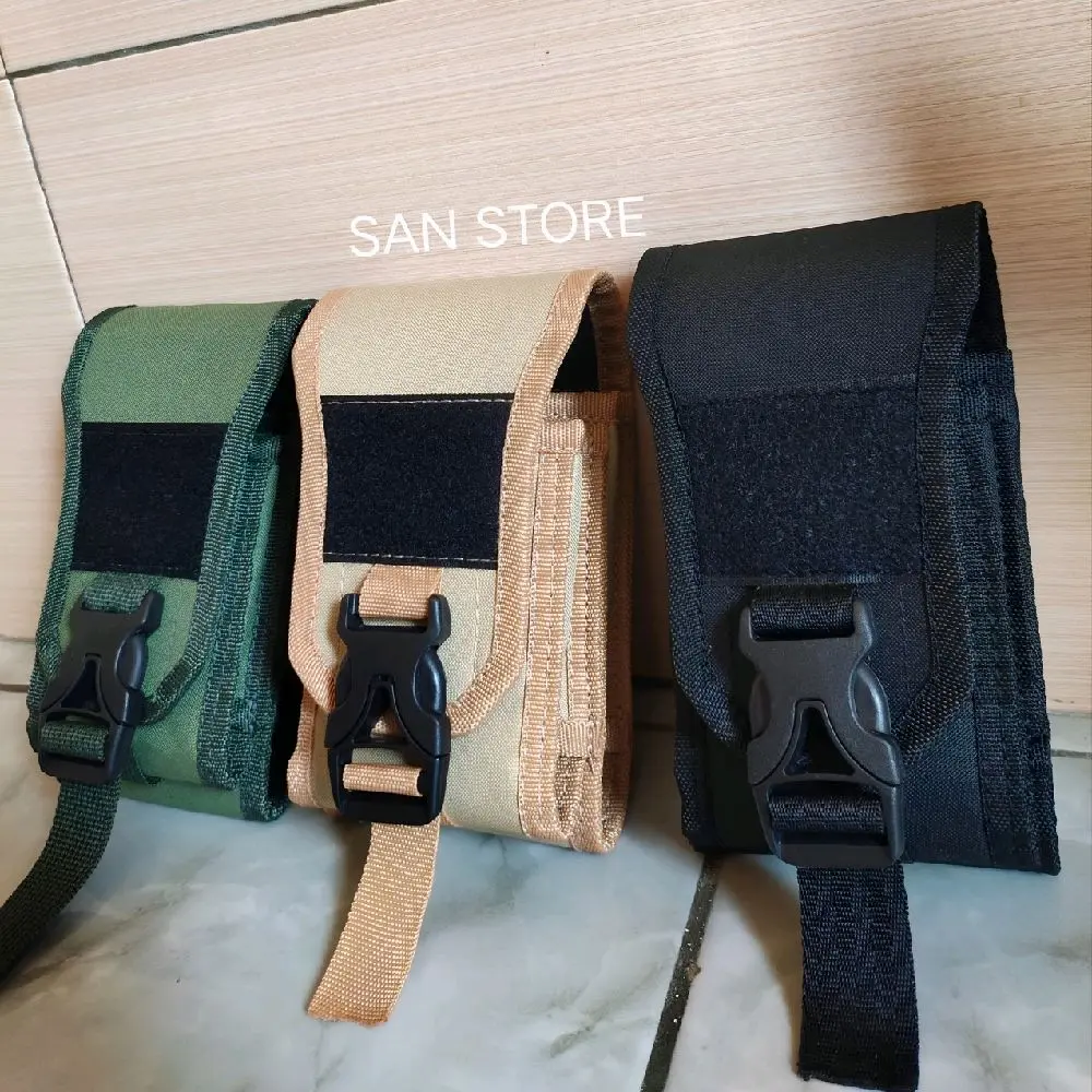 Sarung HP Pinggang Tactical Pria Pacth Rubber Bendera Indonesia D300 - Hitam Dompet