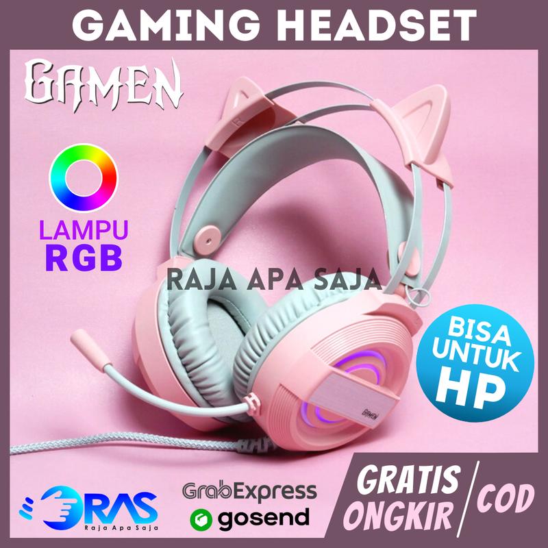 HEADSET GAMING RGB PINK Kucing Headphone Hedset Henset Ana Shop  Tokopedia