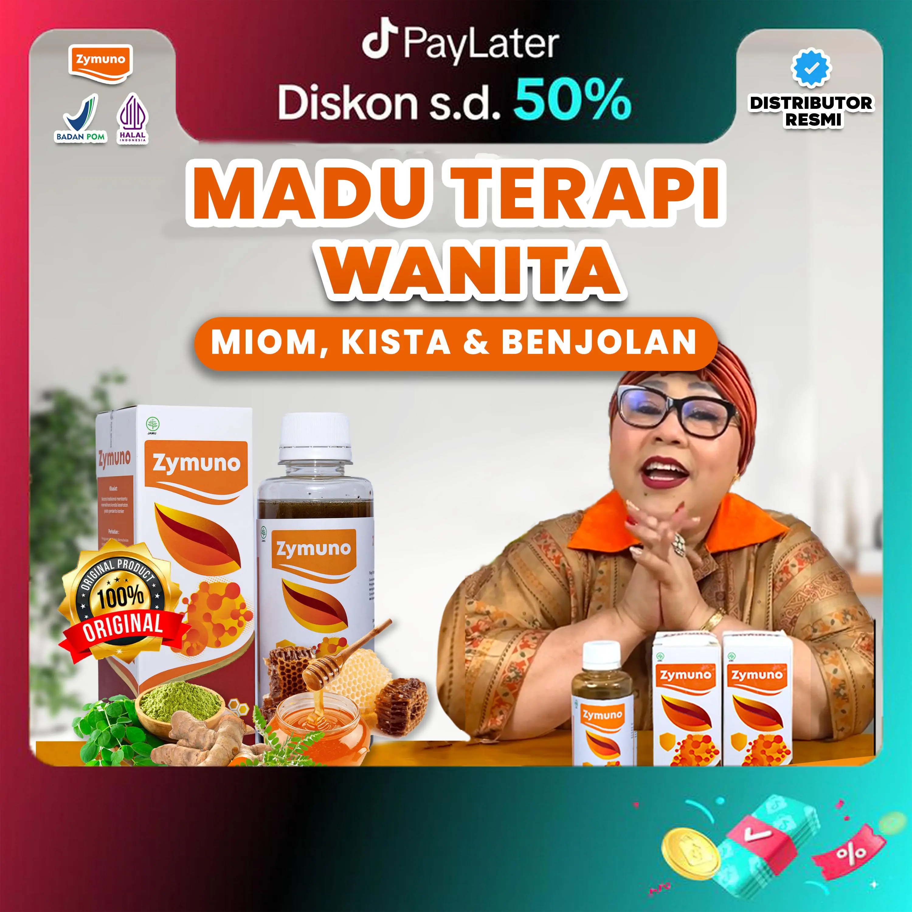 Madu Zymuno Original 200ml / Botol - Bantu Masalah Kewanitaan, Miom, Kista - Alami, BPOM, & Halal