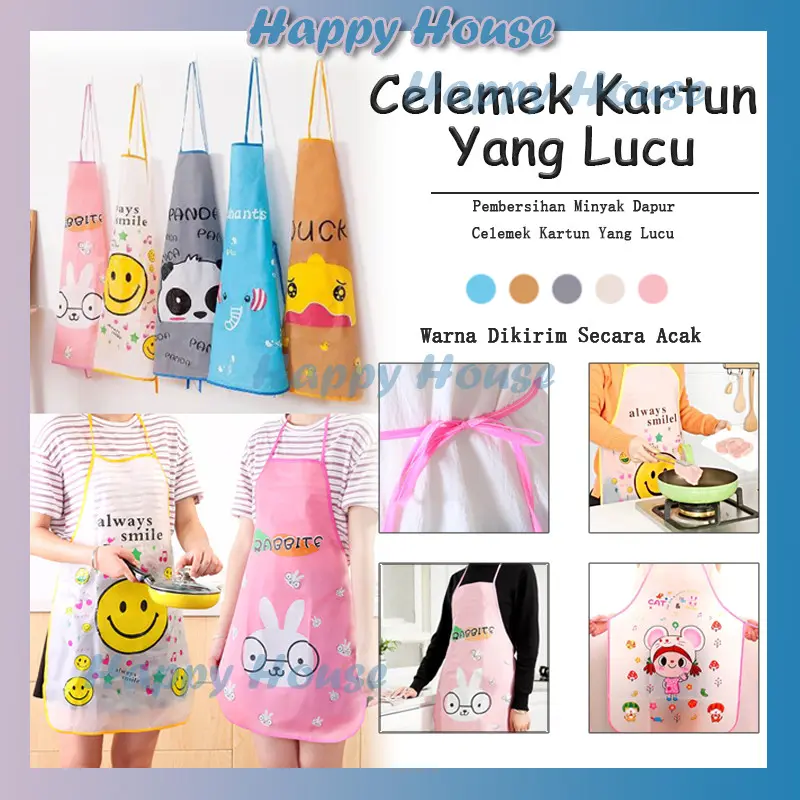 Dapur Celemek Masak Pelindung Pakaian Motif Karakter Lucu Murah Celemek Masak Anti Air