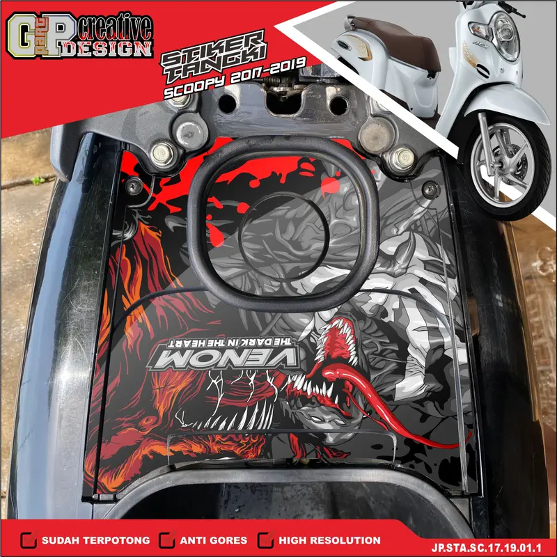Stiker Tangki Bensin Scoopy 2017-2020 Sticker Tengki Motor Honda Scoopy Fi New 4