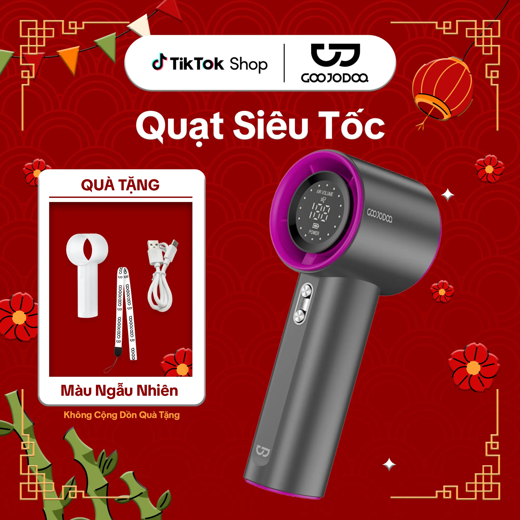【GOOJODOQ*vlog】Quạt cầm tay tốc độ cao, 100 mức gió,  màn hình kỹ thuật số, phụ kiện đi kèm, thích hợp làm quà tặng