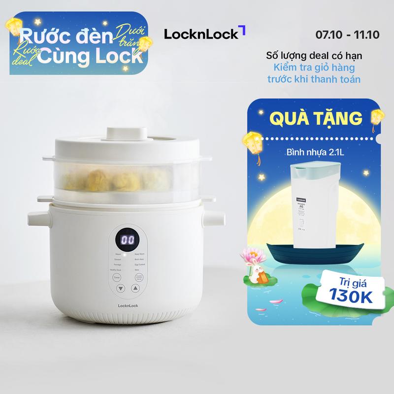 Nồi nấu chậm đa năng Locknlock EJP164IVY - Multi-function slow cooker 220V, 50Hz, 350W, 2.5L - Màu ngà