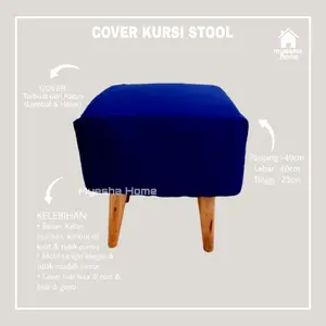 Cover Kursi Stool Kotak Warna Biru / Sarung Stool Kotak (TIDAK TERMASUK KURSI)