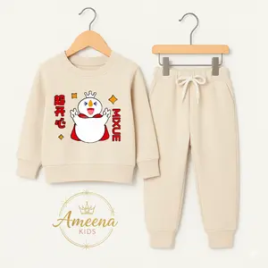 Ameena Setelan Baju Anak Laki-laki & Perempuan Gambar Mixue Lengan Panjang Celana Jogger Karet Pinggang Tali Serut Bahan Lembut Adem Gaya Simpel Elegan Fashion