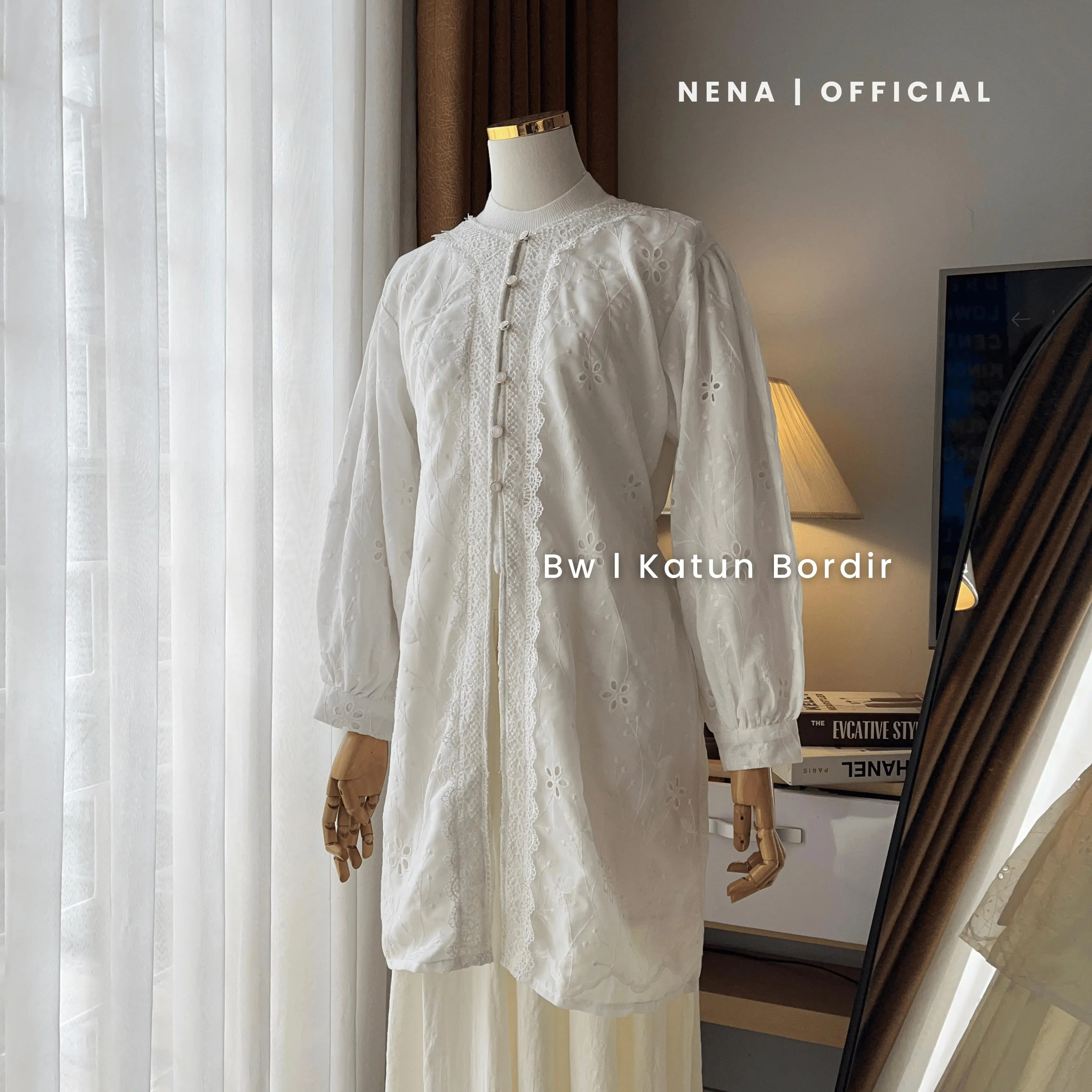 Broken White Cotton Hole Bordir