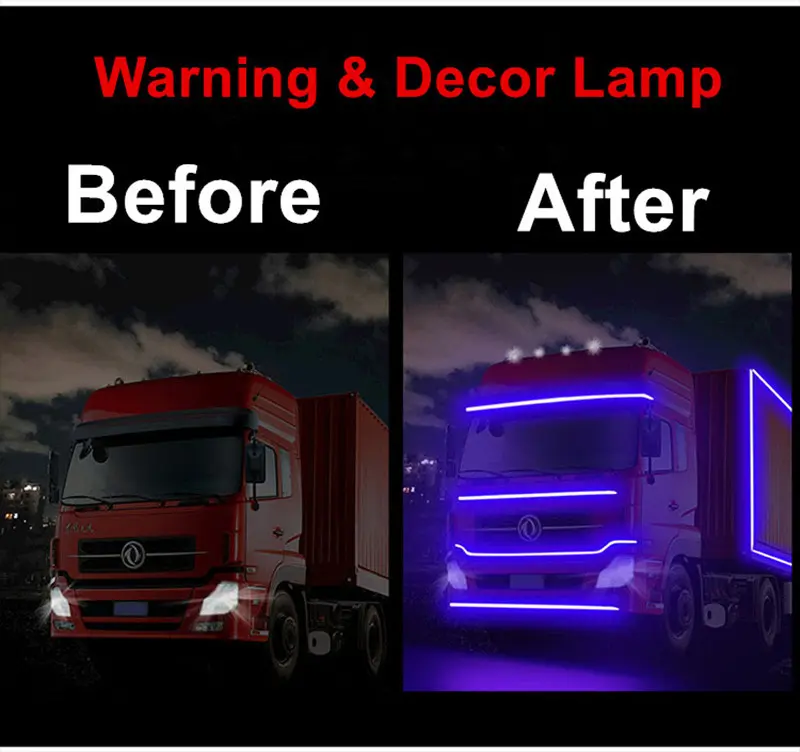 Dải đèn LED COB siêu sáng, 12V và 24V, Đèn trang trí Giáng sinh, Thích hợp cho xe tải, xe kéo và xe buýt gắn một mặt, 13 màu để bạn lựa chọn 6