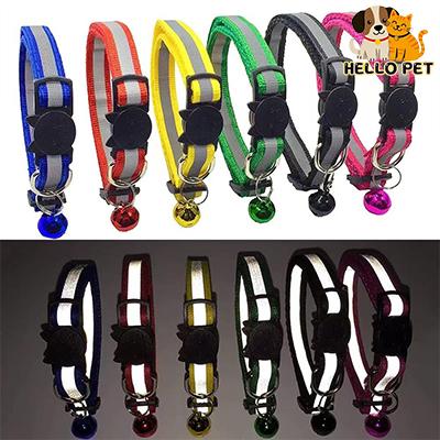  Vòng Cổ Phản Quang Cho Thú Cưng Có Chuông Khóa An Toàn Cho Chó Con Và Mèo Có Thể Điều Chỉnh 19-32cm Phụ Kiện Cổ 