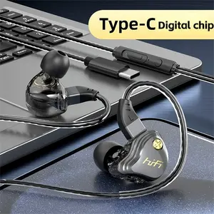 SE10 pluggable kabel headphone desain gaya olahraga earphone HIFI surround stereo kualitas Earbuds kabel tipe-c datar / 3.5mm bulat lubang earphone ponsel komputer panggilan universal jelas bass game headset