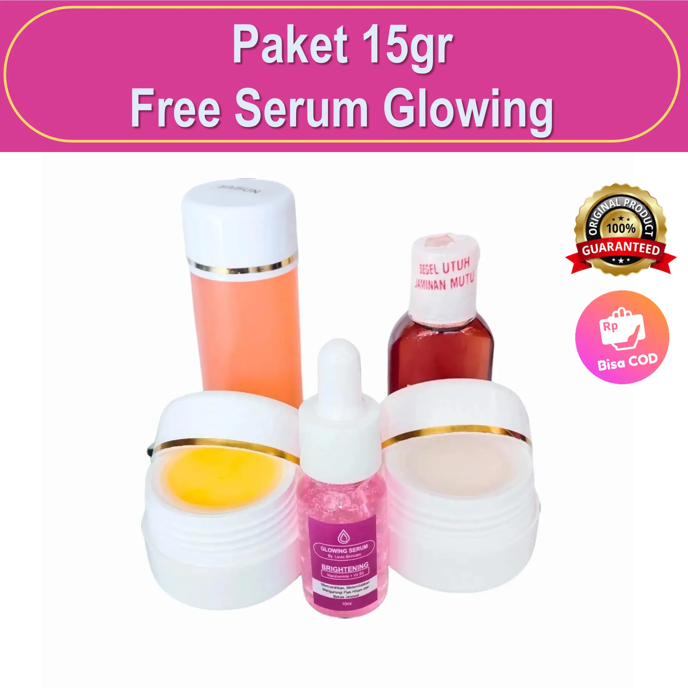 Paket Cream Ha N Original + Serum Glowing 15gr Lavia Skincare By Hetty Nugrahati Mencerahkan Wajah Hitam - Pencerah - Aging Facial Muka