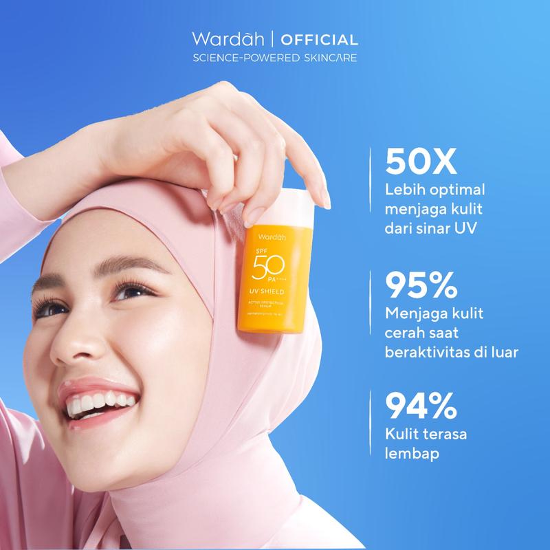 WARDAH UV Shield Active Protection Serum SPF 50 PA ++++ 35 ml - Sunscreen Wajah 0% Alkohol dan Waterproof - Tekstur Ringan - Untuk Semua Jenis Kulit - Skincare 6