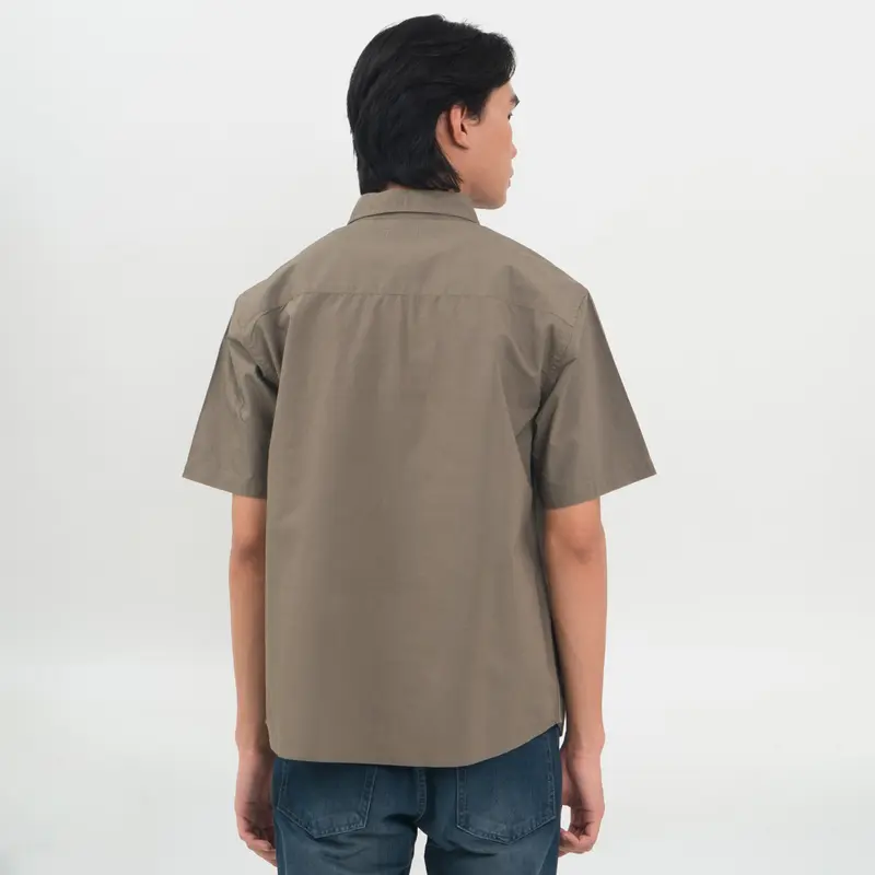 M231 Kemeja Pria Basic Polos Pendek Taupe Grey 0983B 2