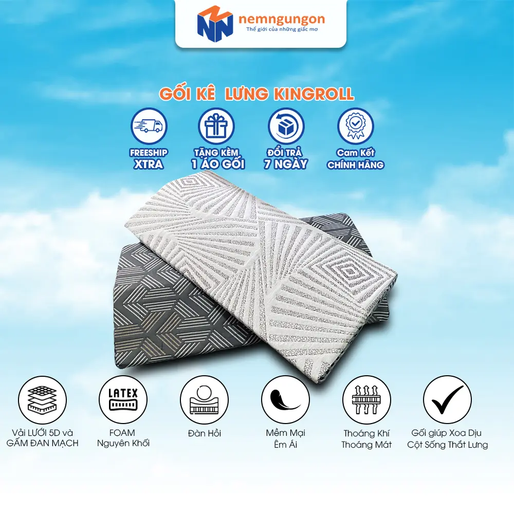 Đệm kê thắt lưng gối kê lưng Kingroll - Giảm tê mỏi thắt lưng giúp cột sống thoải mái hơn