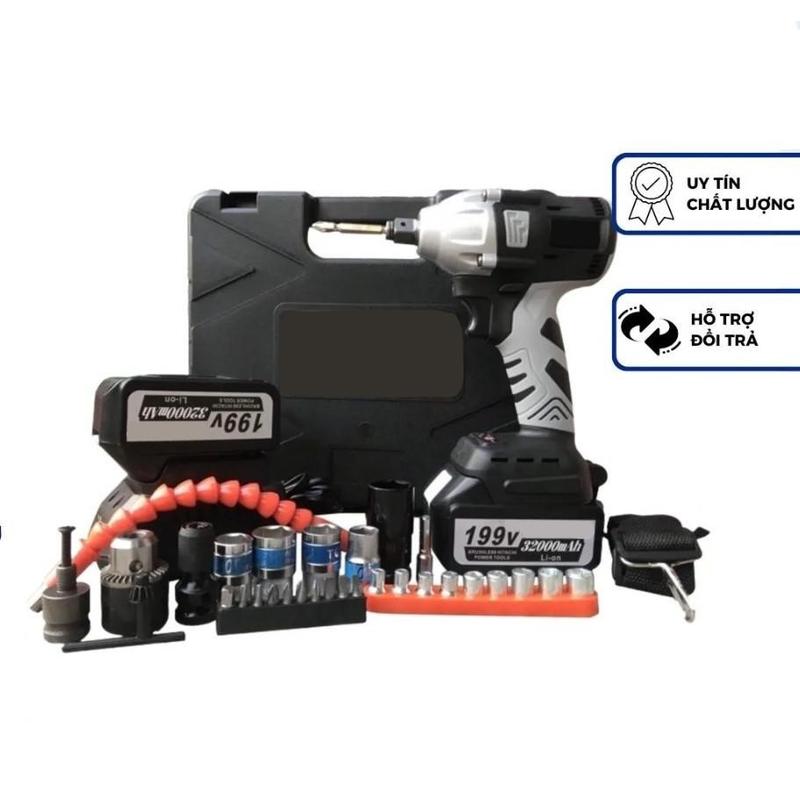 máy siết ốc bulong 199v bộ 2 pin kèm bộ phụ kiện