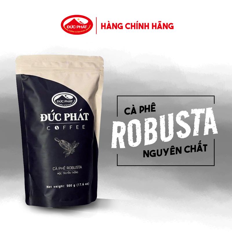 Cà phê Mộc Robusta Nguyên Chất 500g, cafe rang đậm đà, pha cafe đá, cafe sữa, bán quán, Đức Phát Coffee