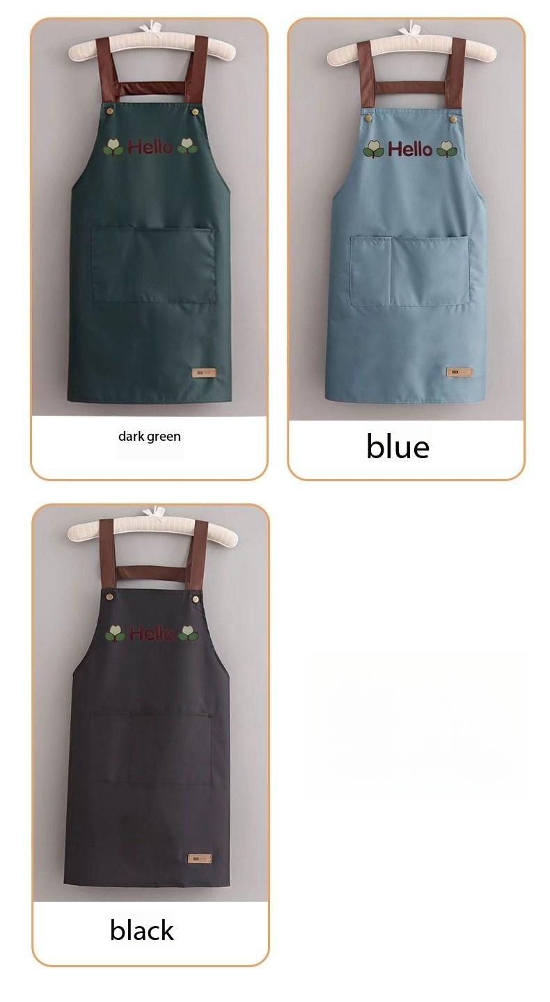 Product Introduction of Solid color modern simple waterproof strap kitchen household waterproof oil apron 9