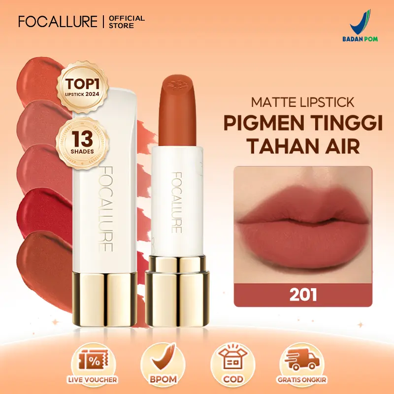 [Official] FOCALLURE Matte Lipstick-Tahan air Lipstik Krem #JasmineMeetsRose 0