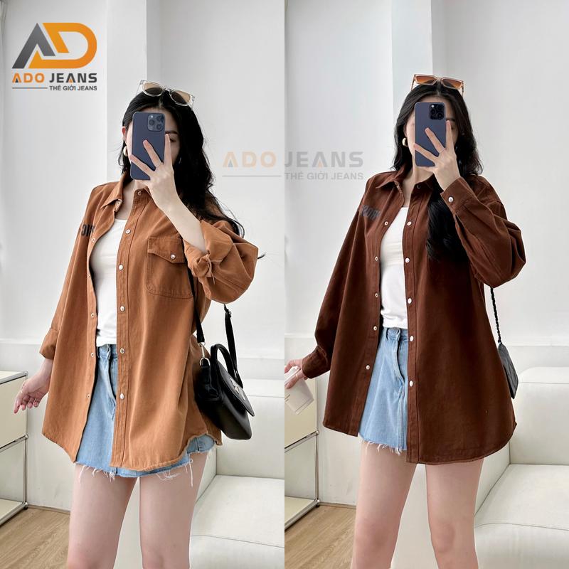  Áo khoác sơ mi nữ phom rộng chất kaki nhung dày mềm mịn siêu xịn phong cách Hàn Quốc. 