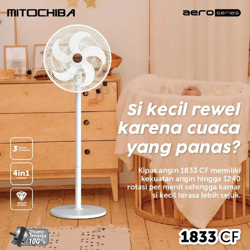 MITOCHIBA Kipas Angin Multi fungsi 4 in 1 - 1833CF - 16" 5