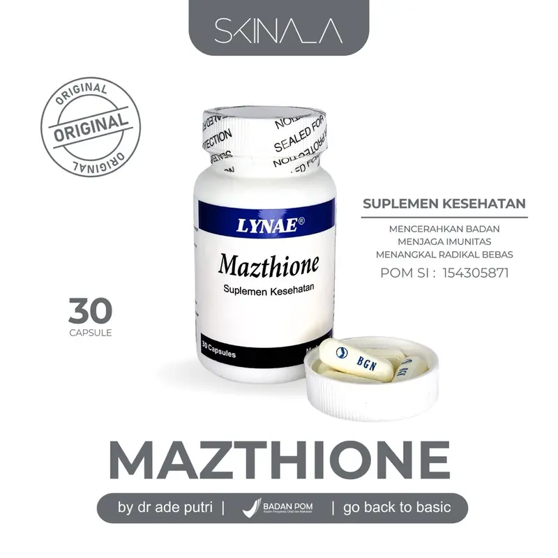 [ORIGINAL] MAZTHIONE 30KAPSUL FULL SIZE Mencerahkan Glutathione Ascorbic Acid 1