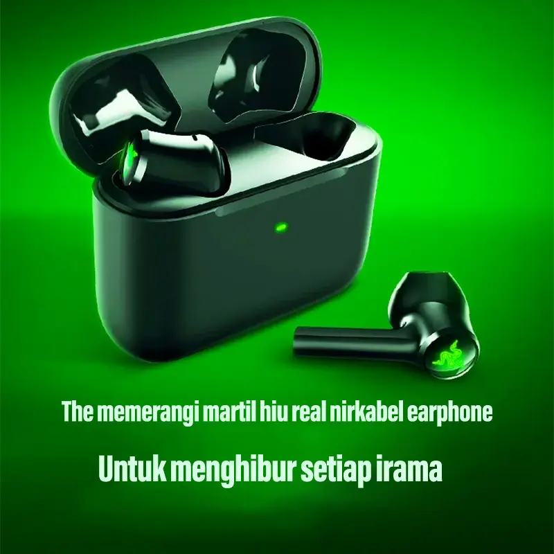 Headset gaming headset Bluetooth nirkabel sejati Razer Hammerhead dengan mikrofon HiFi stereo 1