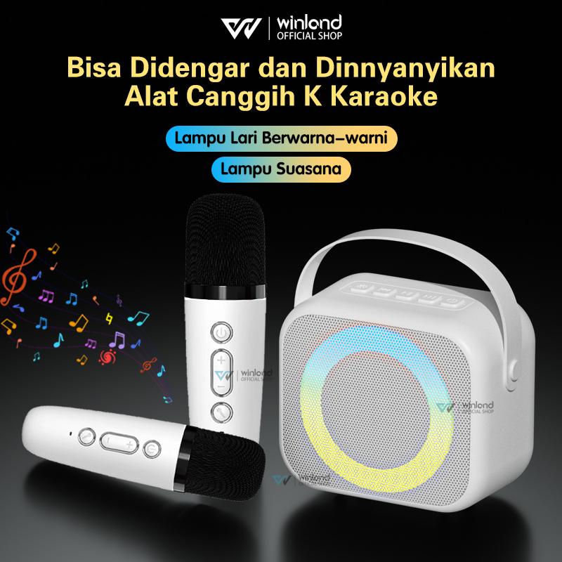 (COD) Winland Speaker Bluetooth Karaoke 2 MIC 1 SET Portable Mini Speaker Bluetooth Bass Wireless Jam speaker listrik 9