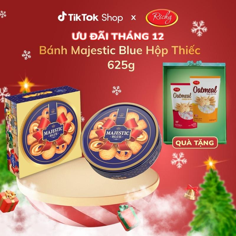   Tặng 2 quà kèm túi xách giấy  Bánh Quy Bơ Cao Cấp Majestic Blue 625G - Tết 2026 Richy 
