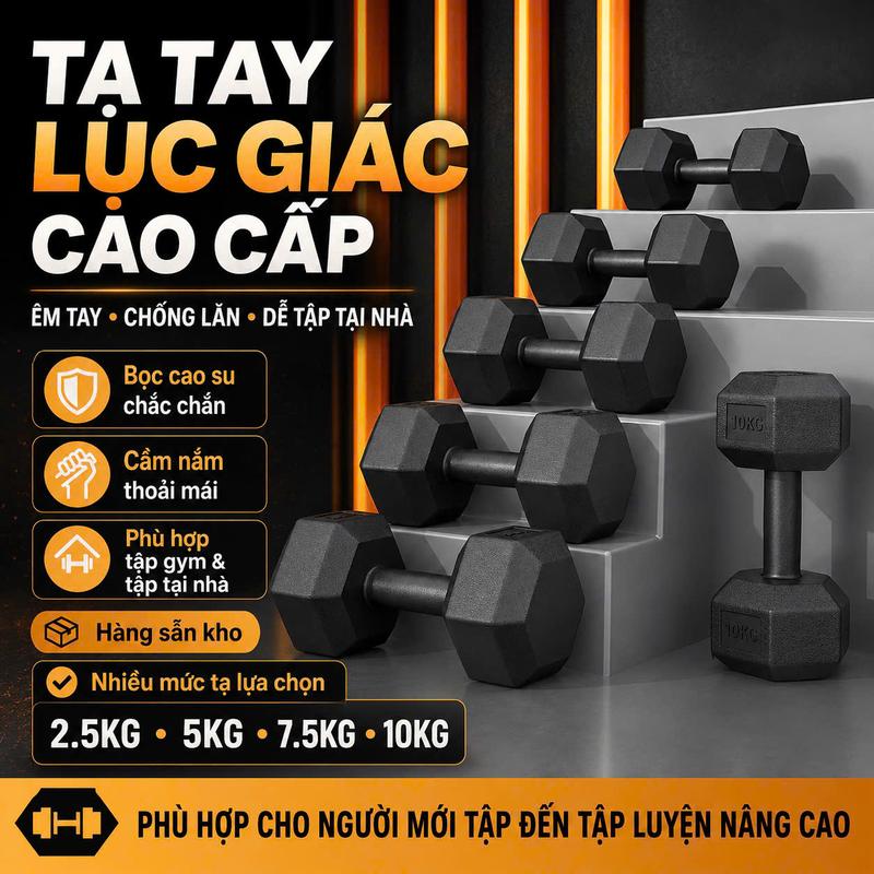 Tạ Tay nhựa Yasu thể Dục Tại Nhà Tập Gym 1Kg 1.5Kg 2Kg 3Kg 5Kg