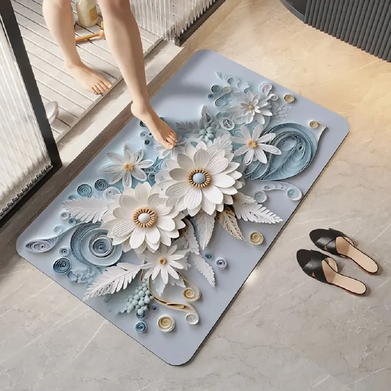 Radeva Gallery - Keset Lantai/Keset Kaki Anti Slip Ukuran 40x60CM Motif Bunga Motif Lucu Kekinian Karpet 3