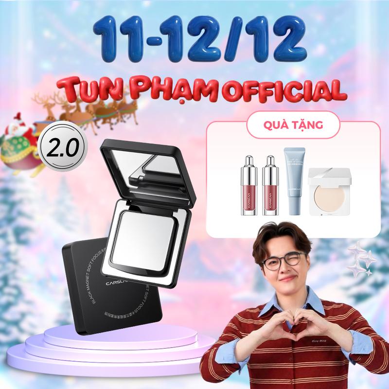   TunPham97 Phấn nén Black Magnet phiên bản mới 2.0 Carslan Bám nền lâu Kháng nước tốt 8g Mua 1 Tặng 4 son bóng mini 1g*2+Phấn nén chống nắng mini *1+Kem nâng tông mini 5g*1 