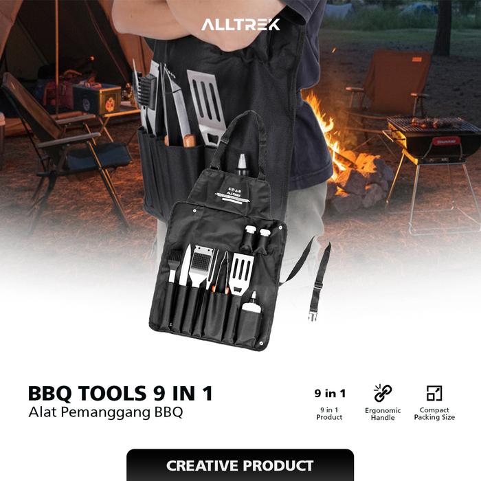 Gambar ALLTREK Alat Perlengkapan BBQ Lengkap Stainless Steel Tools Set 9 in 1 + Apron dari ALLTREK OFFICIAL STORE Kota Administrasi Jakarta Barat Tokopedia