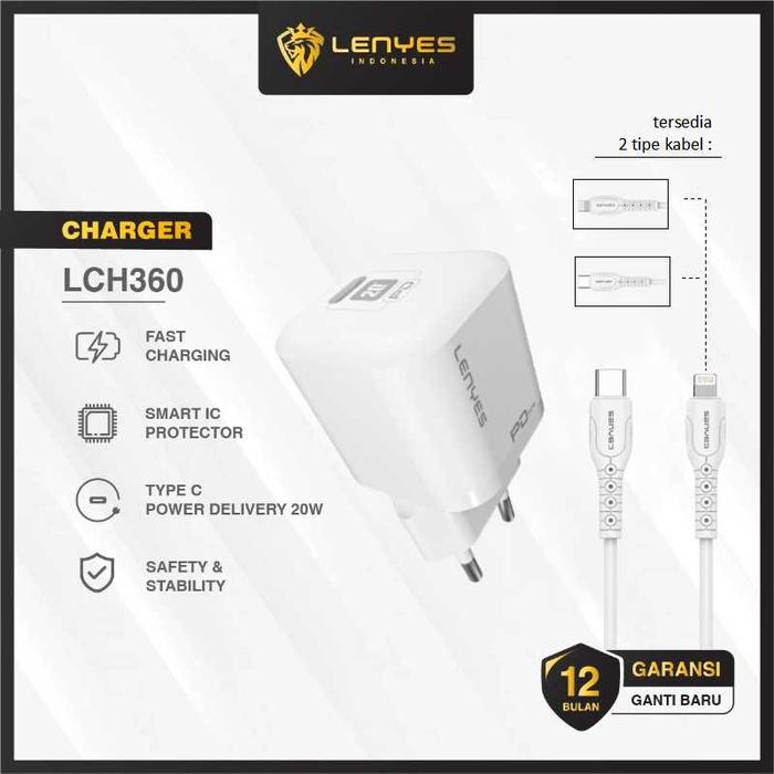 Gambar LENYES LCH360 PD 20W Fast Charging Power Delivery Adaptor Charger + Kabel Data Type C to Type C - Type C to Lightning - Type C to Lightning dari LENYES INDONESIA Kota Administrasi Jakarta Pusat Tokopedia