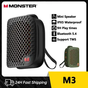 Monster M3 Bluetooth Speaker Outdoor Wearable Magnetic Clip-on Portable Bluetooth 5.4 Sound Box IPX5 Waterproof Subwoofer Powerful Bass