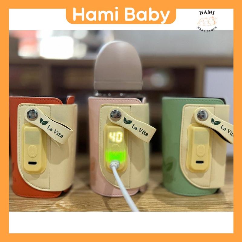 [ TÚI Ủ BÌNH SỮA ] di động USB bằng da hiển thị nhiệt độ, chống thấm nước, điều chỉnh 5 mức