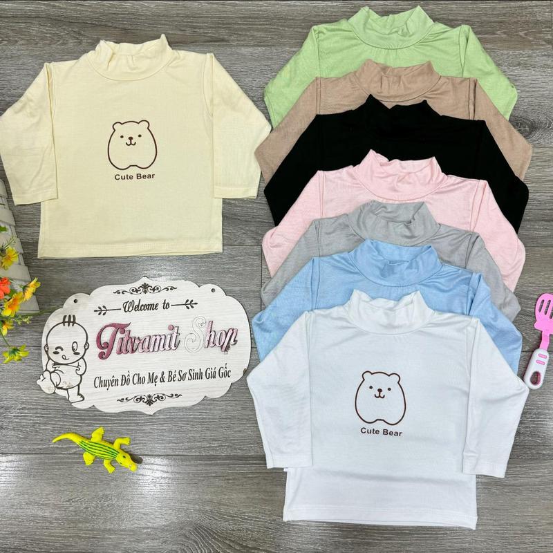  Áo giữ nhiệt THUN LẠNH cổ 3 phân Áo dài tay thun lạnh hình gấu cho bé 