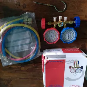testing double manifold double r22 pengisian ac mobil 220 / 500 / 800  psi KUALITAS TINGGI alat pengukur tekanan pengisian tambah freon ac mobil