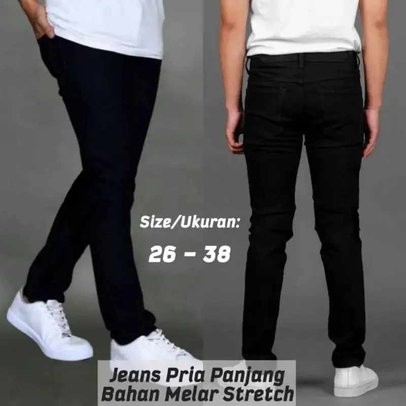 PROMO AKBAR Celana Jeans Pria Melar Ngaret Pensil Slim Fit Skinny Panjang Cowok Terbaru Denim Strech Hitam Pekat Navy Biru Muda Distro FASHION GRUP Stretch Dewasa 3