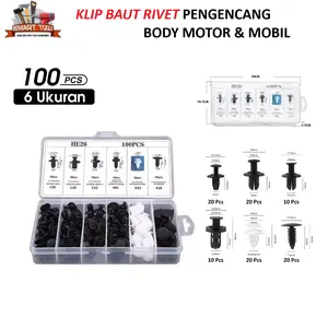 Set 100PCS Baut Rivet Mobil Klip Kancing Body Motor Mobil Serbaguna